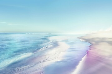 An enchanting abstract portrayal of a beach, where the sand and water blend harmoniously in tones...