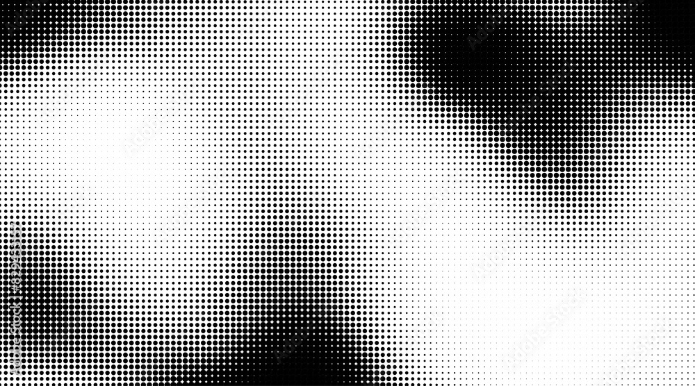 Aufkleber Monochrome gradient halftone dots background. Overlay png illustration. Abstract grunge dots on transparent background