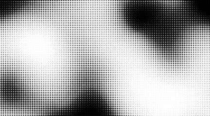 Monochrome gradient halftone dots background. Overlay png illustration. Abstract grunge dots on transparent background