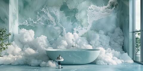 Modern Bathroom Design with Ocean & Cloud Inspiration