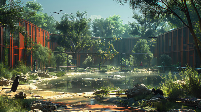 illustration of wildlife rehabilitation enclosure rehabilitated animal undergoing supervised rehabilitation acclimatization prepare their eventual release back into wild Enclosures designed mimic natu