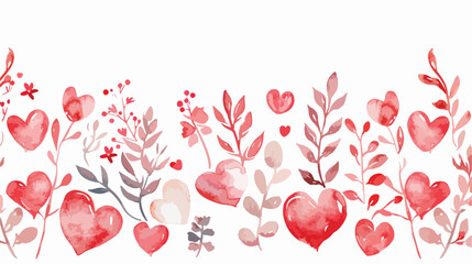 Valentines day white frame border. Watercolor romanti