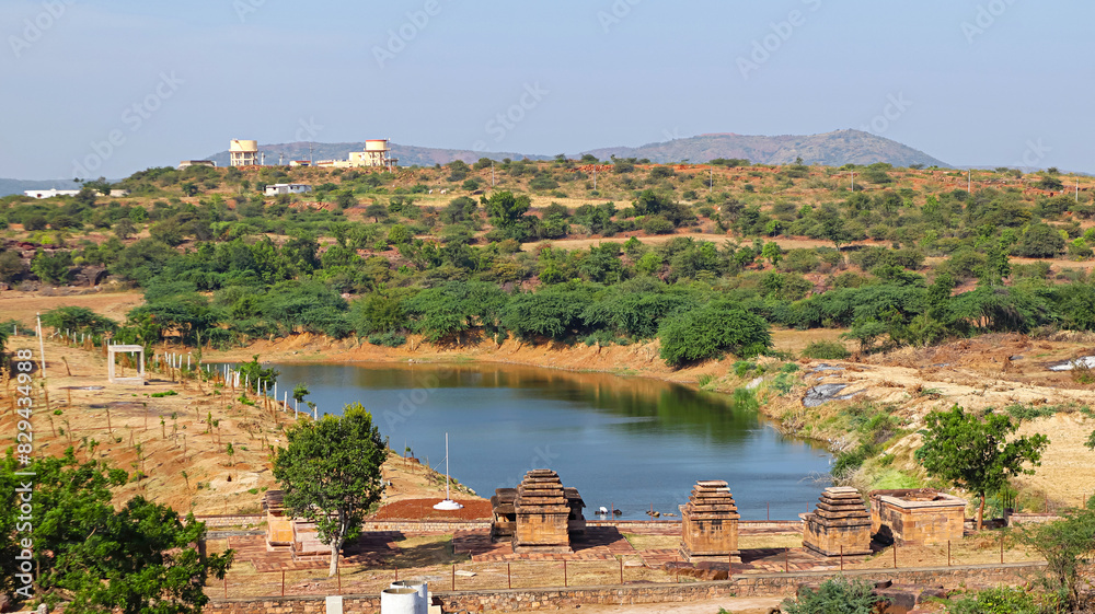 Wall mural small temples in the campus of shri mallikarjuna temple, aihole, bagalkot, karnataka, india.