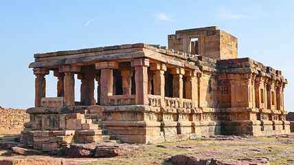 Obraz premium Meguti Jain Temple, 9th Century Structure, Aihole, Bagalkot, Karnataka, India.
