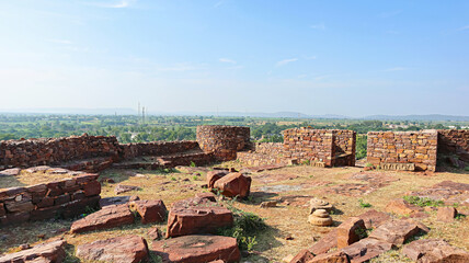 Ruins of Aihole Fort, Near Meguti Jain Temple, Aihole, Bagalkot, Karnataka, India.