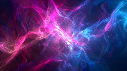 Abstract neon fractal texture background. Generative AI.