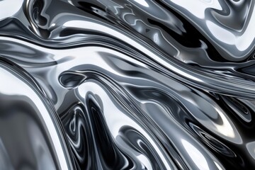 The image depicts an intricate close-up of a 3D design, reminiscent of flowing liquid metal with a glossy finish. Beautiful simple AI generated image in 4K, unique.