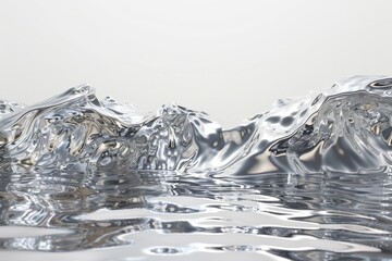 Close-up view of liquid silver flow creating a mesmerizing metallic texture, ideal for modern design elements.. Beautiful simple AI generated image in 4K, unique.