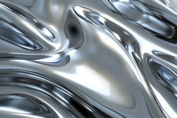 Fototapeta premium Close-up view of liquid silver flow creating a mesmerizing metallic texture, ideal for modern design elements.. Beautiful simple AI generated image in 4K, unique.