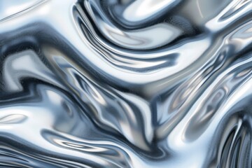 Close-up view of liquid silver flow creating a mesmerizing metallic texture, ideal for modern design elements.. Beautiful simple AI generated image in 4K, unique.
