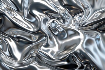 Abstract metallic liquid surface with wavy, reflective patterns. Smooth, shiny, fluid background with silver, chrome-like appearance.. Beautiful simple AI generated image in 4K, unique.