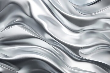 Obraz premium Abstract metallic liquid surface with wavy, reflective patterns. Smooth, shiny, fluid background with silver, chrome-like appearance.. Beautiful simple AI generated image in 4K, unique.