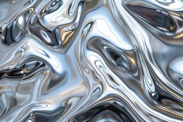 The image depicts an intricate close-up of a 3D design, reminiscent of flowing liquid metal with a glossy finish. Beautiful simple AI generated image in 4K, unique.