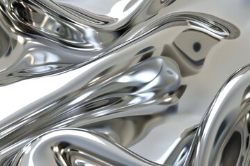 Abstract metallic liquid surface with wavy, reflective patterns. Smooth, shiny, fluid background with silver, chrome-like appearance.. Beautiful simple AI generated image in 4K, unique.