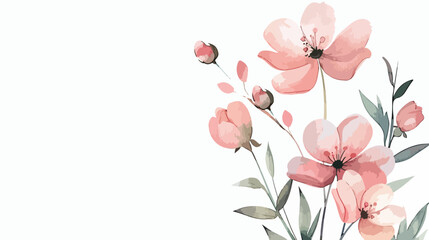 Watercolor flowers and leaf floral illustration sprin
