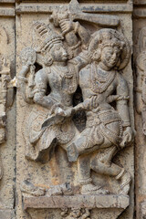 War Scene Depicting on the Kedareshwara Temple, Dharmapuri, Beed Maharashtra India.