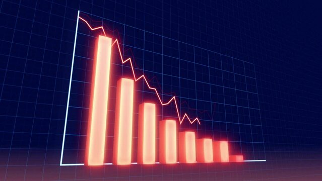 下がるグラフの映像