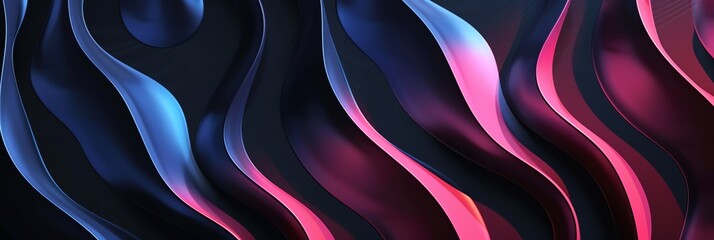 purple, and pink,  blue three-dimensional striped background, black background aspect ratio 3:1, for banner, landing page, website
