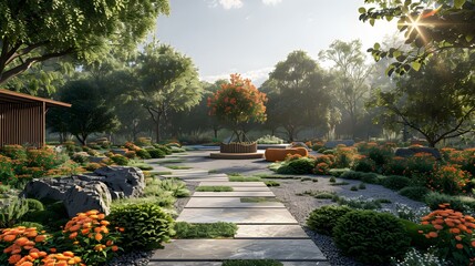 Obraz premium Landscape designæ•ˆæžœå›¾