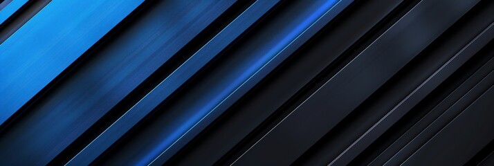 Obraz premium Regular blue and navy blue three-dimensional striped background, black background aspect ratio 3:1, for banner, landing page, website