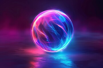 Science and Technology Concept, Atomic Structure with Nucleus - a Symbolic Image of Elementary Particle on Black Background. Beautiful simple AI generated image in 4K, unique.