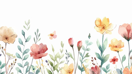 Watercolor greeting card template flowers. Floral illustration