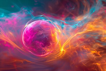 Science and Technology Concept, Atomic Structure with Nucleus - a Symbolic Image of Elementary Particle on Black Background. Beautiful simple AI generated image in 4K, unique.