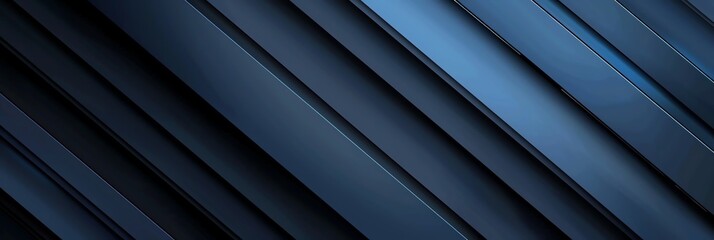 Obraz premium Regular blue and navy blue three-dimensional striped background, black background aspect ratio 3:1, for banner, landing page, website