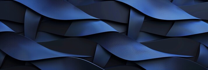 Fototapeta premium Regular blue and navy blue three-dimensional striped background, black background aspect ratio 3:1, for banner, landing page, website