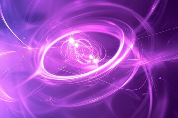 Obraz premium Science and Technology Concept, Atomic Structure with Nucleus - a Symbolic Image of Elementary Particle on Black Backdrop. Beautiful simple AI generated image in 4K, unique.