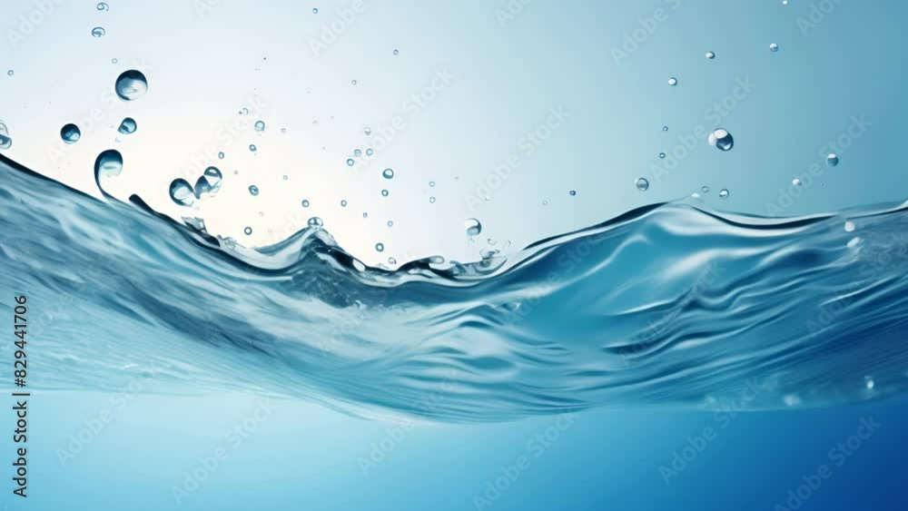 Poster a splash of liquid splashes and waves across a clear blue pool. 3d element. clear drink. clear water