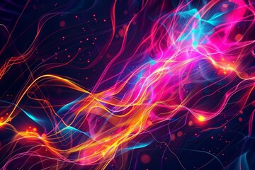 Fototapeta premium Abstract energy sphere with glowing bright particles, atom from energy scientific futuristic hi-tech background. Beautiful simple AI generated image in 4K, unique.