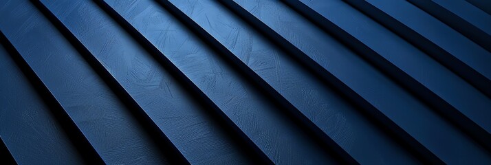 Obraz premium Regular blue and navy blue three-dimensional striped background, black background aspect ratio 3:1, for banner, landing page, website
