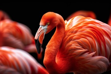 Flamingo head, close-up. Beautiful simple AI generated image in 4K, unique.