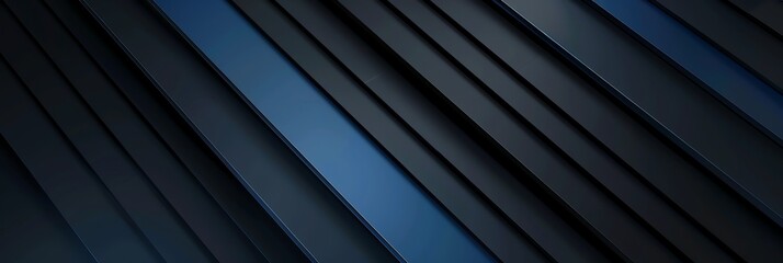 Obraz premium Regular blue and navy blue three-dimensional striped background, black background aspect ratio 3:1, for banner, landing page, website