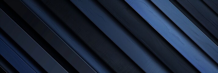 Obraz premium Regular blue and navy blue three-dimensional striped background, black background aspect ratio 3:1, for banner, landing page, website
