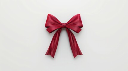 Elegant Red Satin Bow Isolated on White Background - Perfect for Gift Decoration and Celebrations