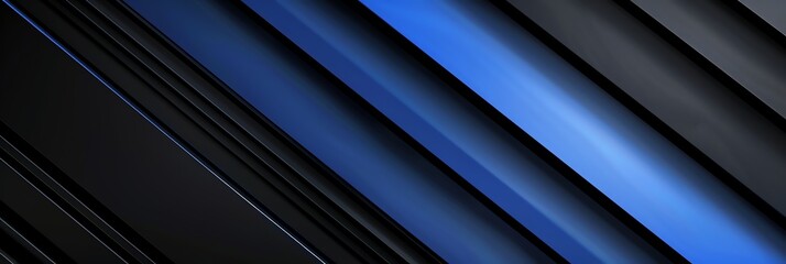 Obraz premium Regular blue and navy blue three-dimensional striped background, black background aspect ratio 3:1, for banner, landing page, website