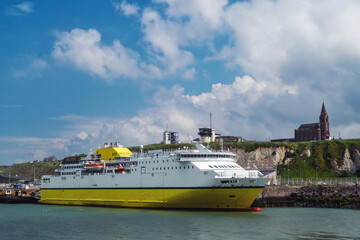  ferry parked on the quay in the port of Dieppe in Normandy, France