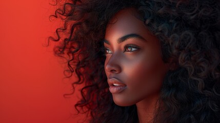 Fototapeta premium woman with long angular hair blowing out the curls, in the style of rich textures created with Generative AI technology