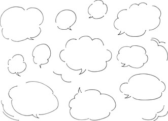 細い線のペンで書かれた手書きの吹き出しセット