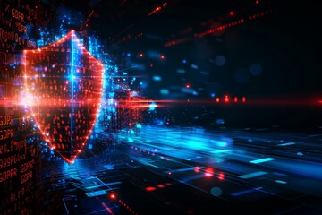 Fototapeta premium Artistic interpretation of GDPR compliance, blending traditional values with modern digital security measures.