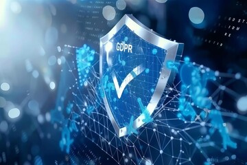 Dynamic digital cyber shield radiating from the core of a technological structure, symbolizing central data protection in a high-tech enterprise.