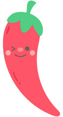 Kid hand drawn cute healthy food vegetables red chili