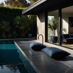 A modern house with a pool