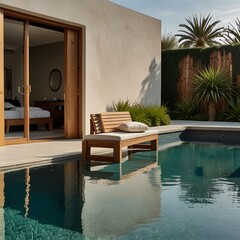 A modern house with a pool