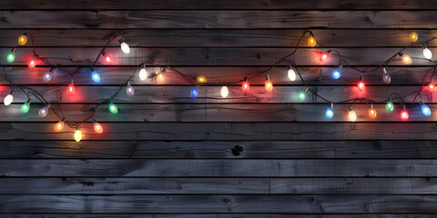 Wooden background decorated with Christmas lights Christmas lights on the street, 