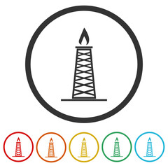 Oil rig simple icon. Set icons in color circle buttons
