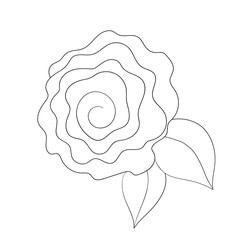 Floral silhouette art line. Flowers in continuous line drawing style. Border with tropical flower. Minimalist black linear sketch. Trendy vector illustration isolated. Contour graphics for design