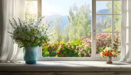 Idyllic summer window scene.
